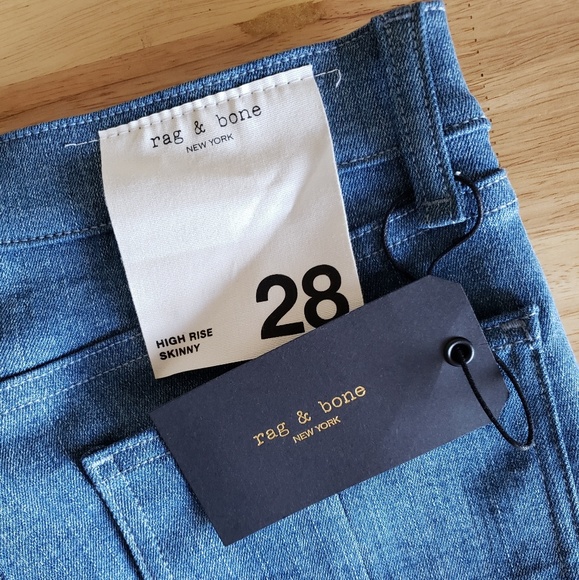 Rag & Bone High Waist Skinny Jeans in Double Blues - Picture 7 of 8